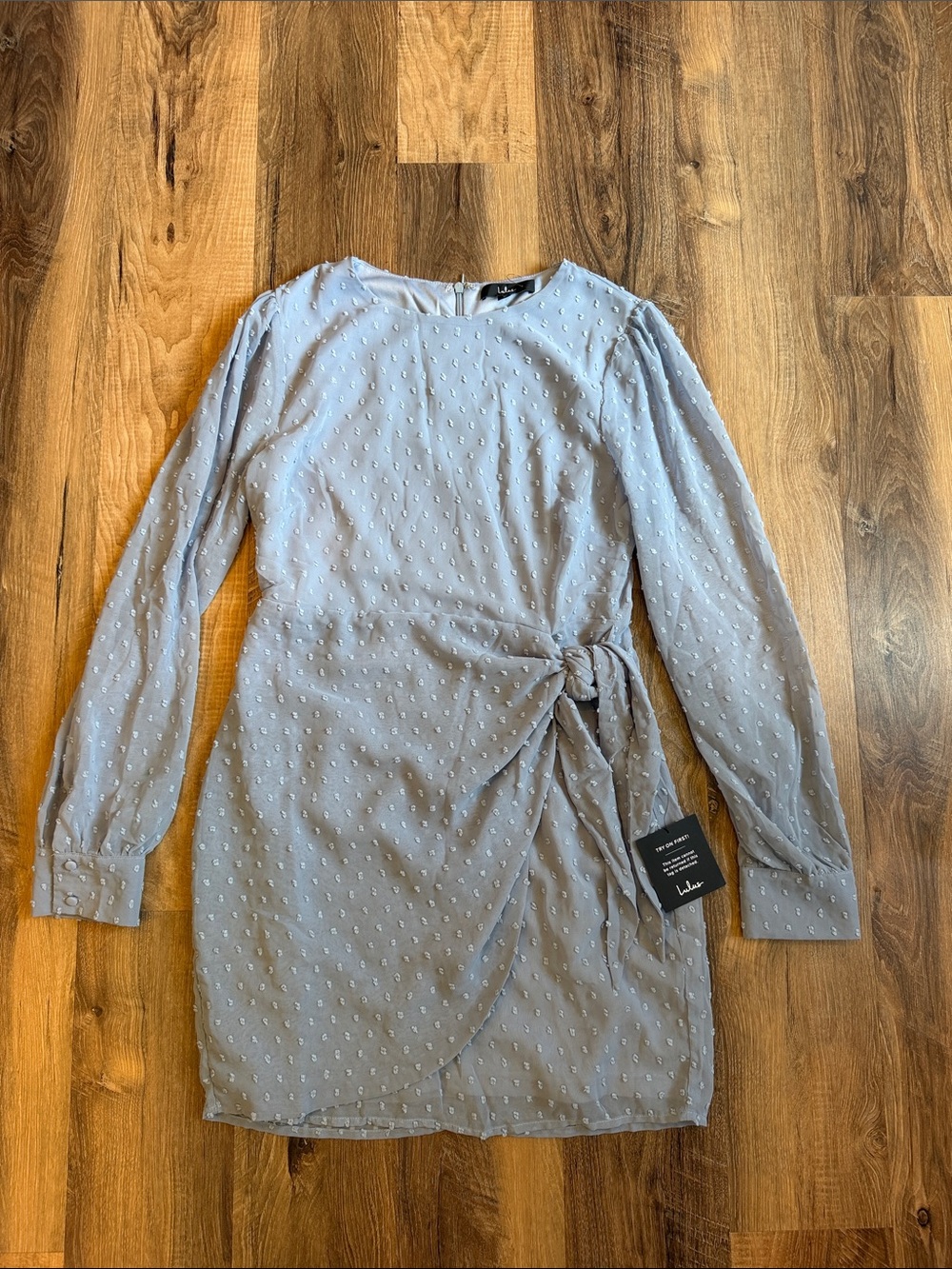 Lulus Light Blue Long-Sleeve Wrap Detail Dress
